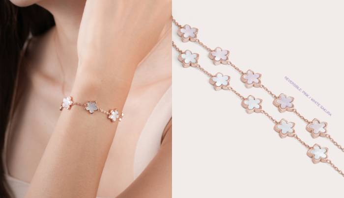 Mother of Pearl Sakura Reversible Bracelet from the A Warm Embrace Collection