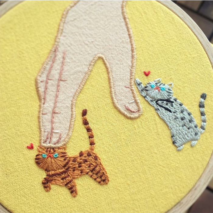 Cartoon Cat Embroidery DIY Kit