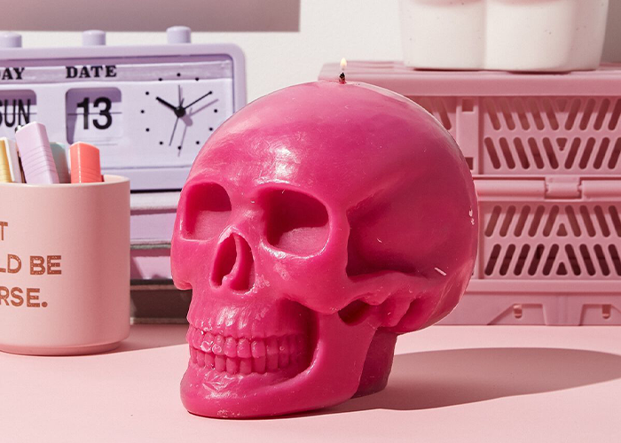 Cotton On Pink Guava Skull Candle