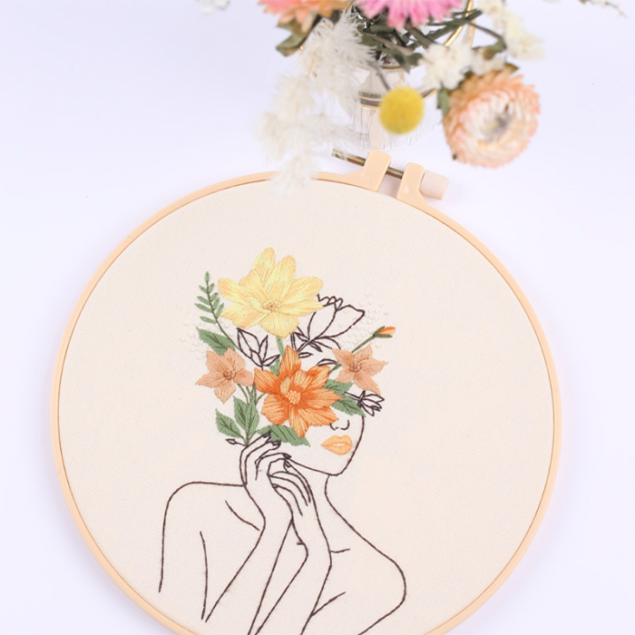 Embroidery Starter kit Woman with Flowers