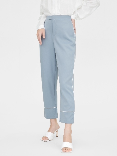 Pomelo Basic Trim Pencil Pants - Blue