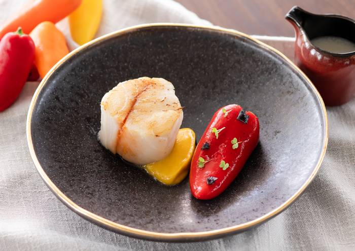 Silver Cod with Peperone Crusco and Mussels Veloute