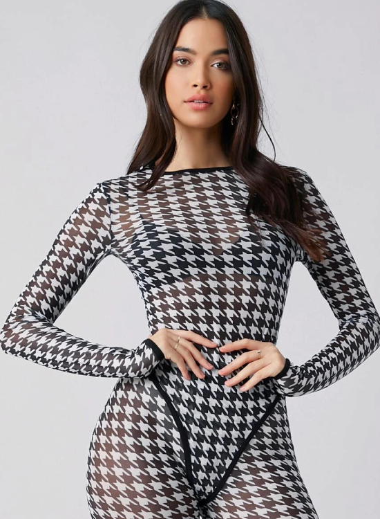houndstooth body suit
