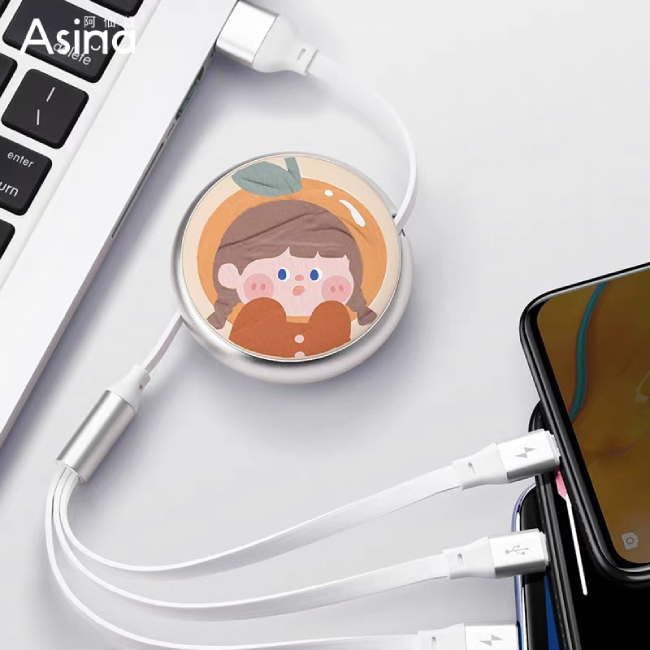 illustration girl phone cable