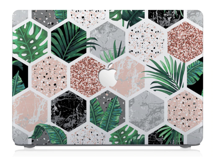 laptop case singapore - marble and plants