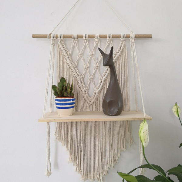 macrame wall shelf