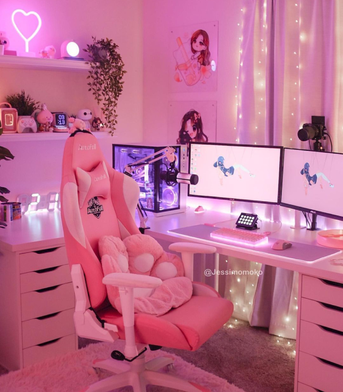pink-gaming-setup-singapore-autofull gaming chair