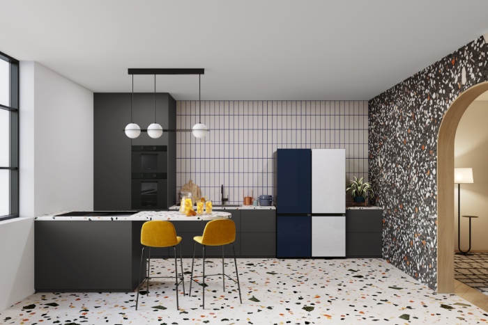 samsung bespoke fridge in kitchen lifestyle
