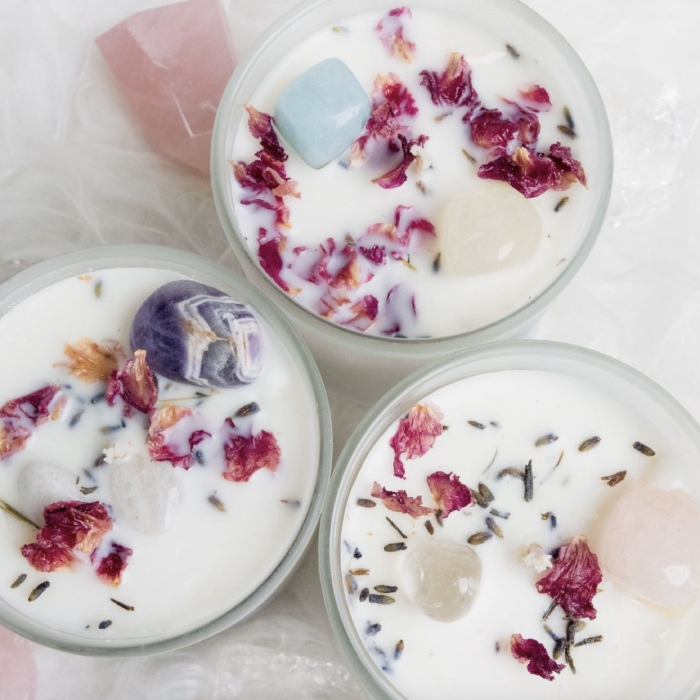 scented candles singapore - stone and flowers