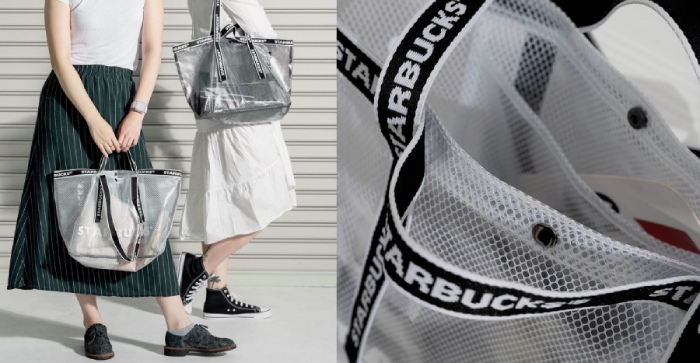 starbucks mesh tote bag closeup